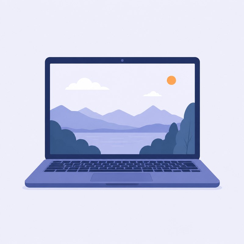 Ein Laptop im mittleren Abstand, scharf am Bildschirm